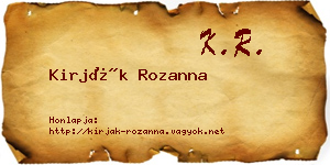 Kirják Rozanna névjegykártya